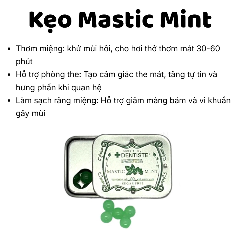 Kẹo ngậm bú cu bạc hà the mát Mastic Mint Thái Lan